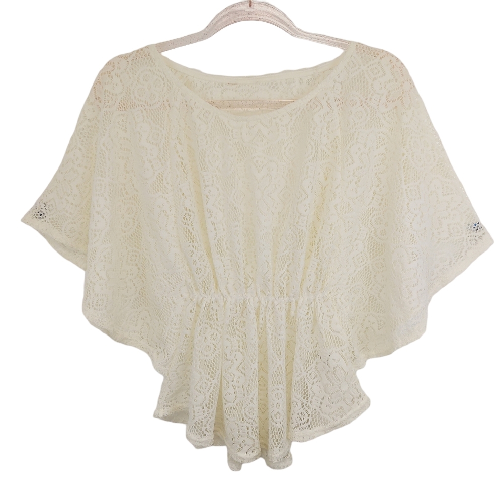 Anthro Floral Lace Peplum Poncho Top